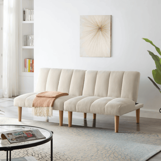 Sofá de 2 lugares, 167 cm - dobrável com encosto ajustável em 3 posições, economiza espaço, moderno para a sala de estar e o escritório - bege