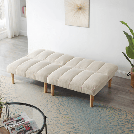 Sofá de 2 lugares, 167 cm - dobrável com encosto ajustável em 3 posições, economiza espaço, moderno para a sala de estar e o escritório - bege