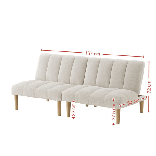 Sofá de 2 lugares, 167 cm - dobrável com encosto ajustável em 3 posições, economiza espaço, moderno para a sala de estar e o escritório - bege