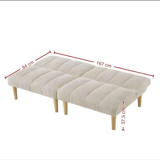 Sofá de 2 lugares, 167 cm - dobrável com encosto ajustável em 3 posições, economiza espaço, moderno para a sala de estar e o escritório - bege