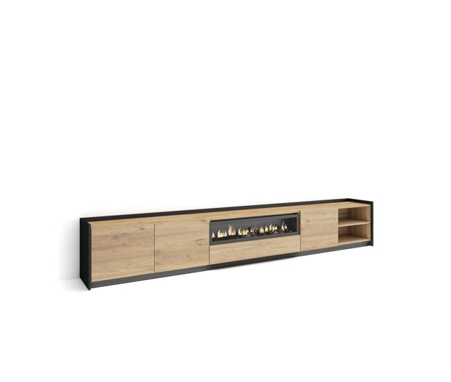 Mueble tv colmenar-02 con chimenea y luces led regulables