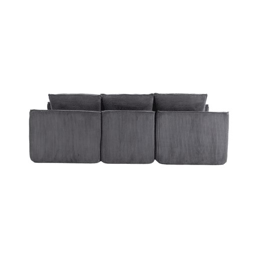 Sofá modular de 3 lugares - Com almofadas e 2 bolsos laterais, espuma de 3 camadas + molas para recuperação rápida - Cinza escuro Sofá modular de 3 lugares - Com almofadas e 2 bolsos laterais, espuma de 3 camadas + molas para recuperação rápida - Cinza escuro