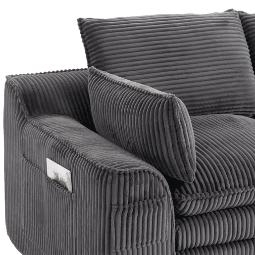 Sofá modular de 3 lugares - Com almofadas e 2 bolsos laterais, espuma de 3 camadas + molas para recuperação rápida - Cinza escuro Sofá modular de 3 lugares - Com almofadas e 2 bolsos laterais, espuma de 3 camadas + molas para recuperação rápida - Cinza escuro
