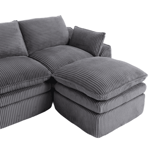 Sofá modular de 3 lugares - Com almofadas e 2 bolsos laterais, espuma de 3 camadas + molas para recuperação rápida - Cinza escuro Sofá modular de 3 lugares - Com almofadas e 2 bolsos laterais, espuma de 3 camadas + molas para recuperação rápida - Cinza escuro