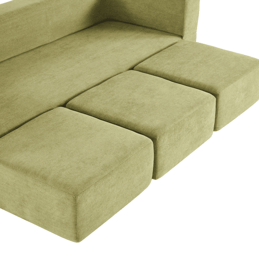 Sofá modular de 3 lugares - com 3 apoios para os pés, espuma de alta elasticidade, chenille, ideal para estúdios e escritórios - verde Sofá modular de 3 lugares - com 3 apoios para os pés, espuma de alta elasticidade, chenille, ideal para estúdios e escritórios - verde