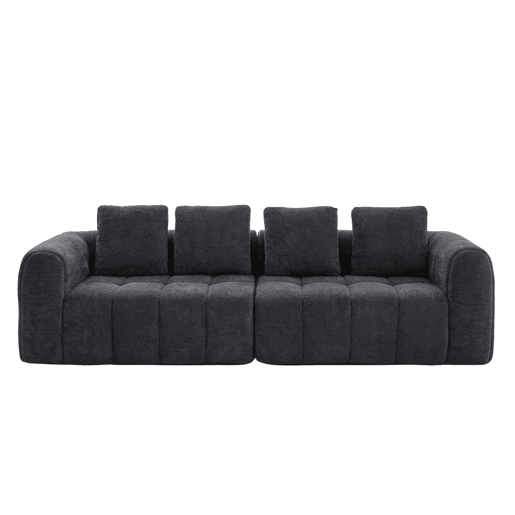Sofá de canto modular 260 x 94,5 x 80 cm - 3 lugares, espuma de alta densidade, montagem livre, veludo com braços, assento profundo - Cinza escuro Sofá de canto modular 260 x 94,5 x 80 cm - 3 lugares, espuma de alta densidade, montagem livre, veludo com braços, assento profundo - Cinza escuro