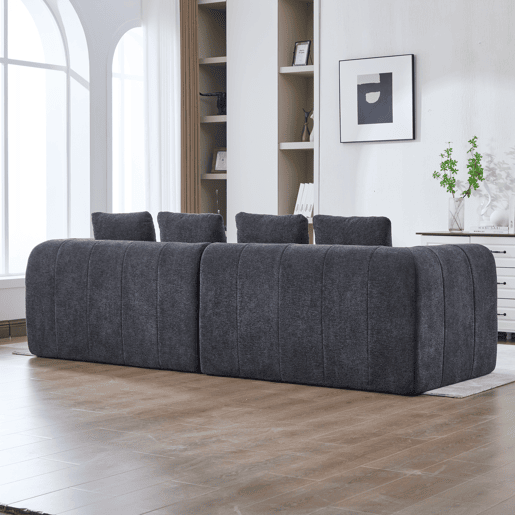 Sofá de canto modular 260 x 94,5 x 80 cm - 3 lugares, espuma de alta densidade, montagem livre, veludo com braços, assento profundo - Cinza escuro Sofá de canto modular 260 x 94,5 x 80 cm - 3 lugares, espuma de alta densidade, montagem livre, veludo com braços, assento profundo - Cinza escuro