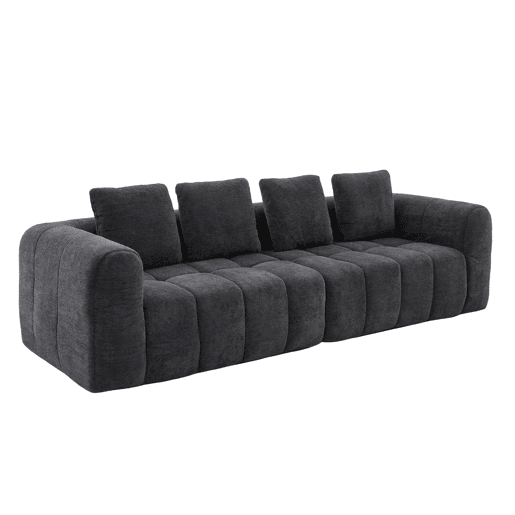 Sofá de canto modular 260 x 94,5 x 80 cm - 3 lugares, espuma de alta densidade, montagem livre, veludo com braços, assento profundo - Cinza escuro Sofá de canto modular 260 x 94,5 x 80 cm - 3 lugares, espuma de alta densidade, montagem livre, veludo com braços, assento profundo - Cinza escuro