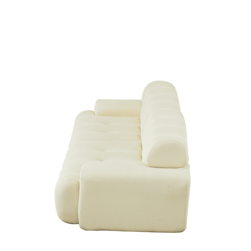 Sofá de 2 lugares grande - braços largos, design moderno com botões, formato curvo, sem montagem - bege Sofá de 2 lugares grande - braços largos, design moderno com botões, formato curvo, sem montagem - bege