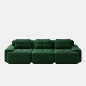 Sofá modular de 3 lugares - Cloud, profundo e confortável, sem montagem - Verde