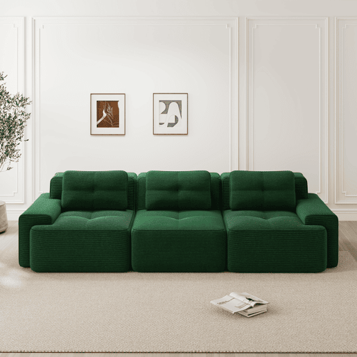Sofá modular de 3 lugares - Cloud, profundo e confortável, sem montagem - Verde Sofá modular de 3 lugares - Cloud, profundo e confortável, sem montagem - Verde