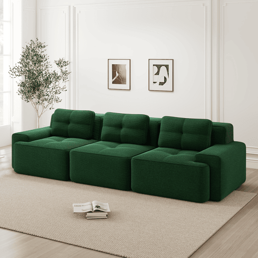Sofá modular de 3 lugares - Cloud, profundo e confortável, sem montagem - Verde Sofá modular de 3 lugares - Cloud, profundo e confortável, sem montagem - Verde