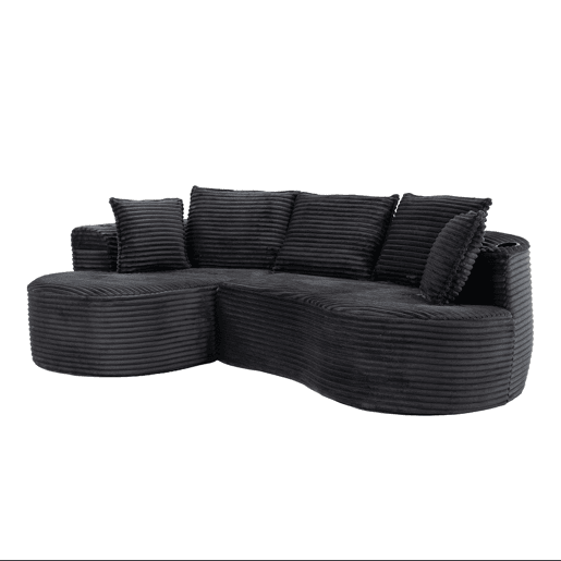 Sofá de 3 lugares - Com porta-copos, bolso de arrumação, alta densidade, almofadas incluídas - Cinza escuro Sofá de 3 lugares - Com porta-copos, bolso de arrumação, alta densidade, almofadas incluídas - Cinza escuro