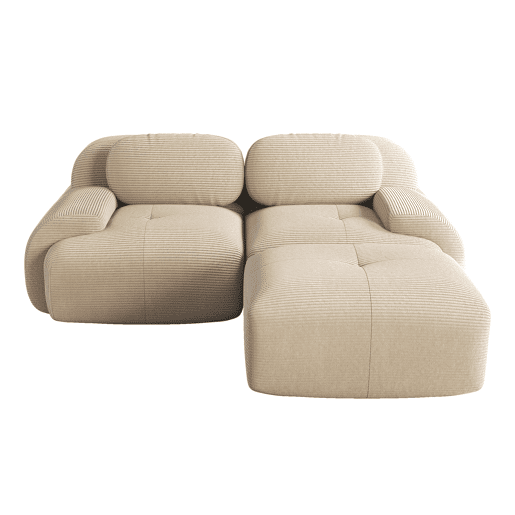 Sofá de canto 82'' - Modular, com braços curvos, sem montagem, espuma viscoelástica, para sala de estar, áreas de descanso e quarto - Bege Sofá de canto 82'' - Modular, com braços curvos, sem montagem, espuma viscoelástica, para sala de estar, áreas de descanso e quarto - Bege