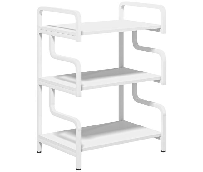 Homcom soporte para impresora de 3 niveles, mueble para impresora con marco de acero, estantería de almacenamiento multiusos para escáner y fax en oficina, casa, 55x40x77 cm, blanco