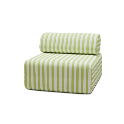 Poltrona listrada para exterior, branca e verde anis Poltrona listrada para exterior, branca e verde anis
