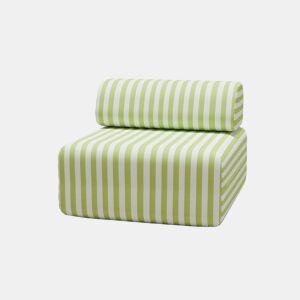 Poltrona listrada para exterior, branca e verde anis