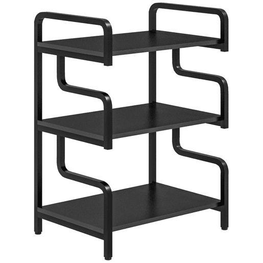 HOMCOM Suporte para Impressora de 3 Níveis, Móvel com Estrutura em Aço e Estante de Arrumação Multiusos para Escritório, Casa ou Escola, 55x40x77 cm, Preto