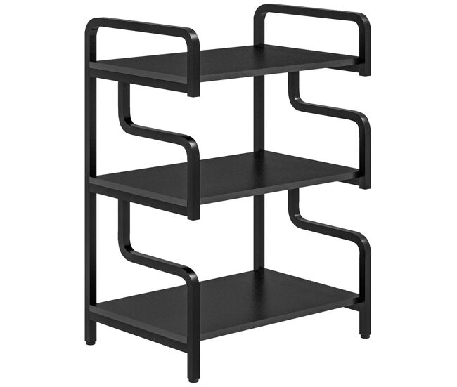 Homcom soporte para impresora de 3 niveles, mueble para impresora con marco de acero, estantería de almacenamiento multiusos para escáner y fax en oficina, casa, 55x40x77 cm, negro