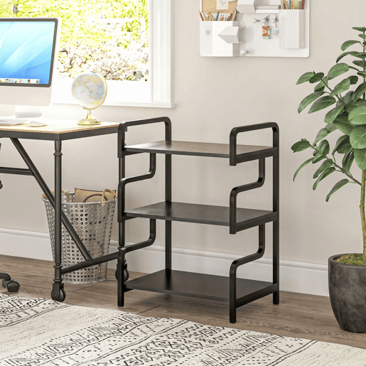 HOMCOM Suporte para Impressora de 3 Níveis, Móvel com Estrutura em Aço e Estante de Arrumação Multiusos para Escritório, Casa ou Escola, 55x40x77 cm, Preto