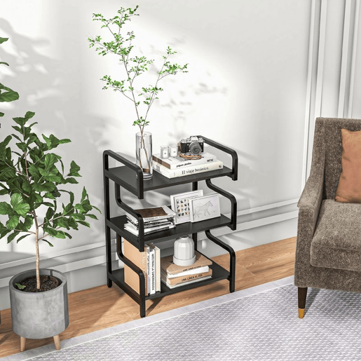HOMCOM Suporte para Impressora de 3 Níveis, Móvel com Estrutura em Aço e Estante de Arrumação Multiusos para Escritório, Casa ou Escola, 55x40x77 cm, Preto