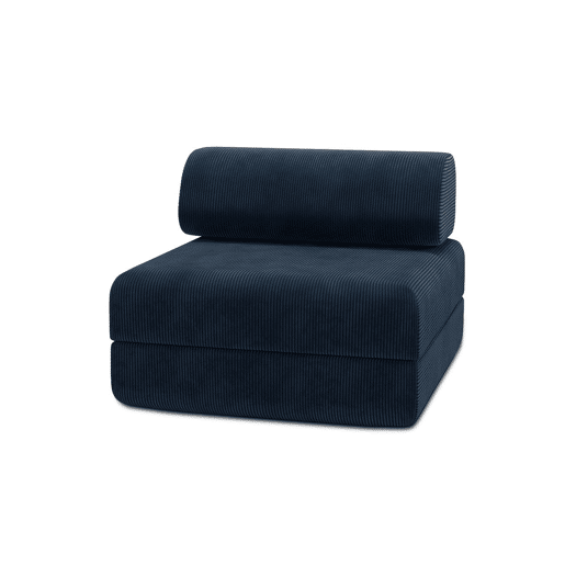 Poltrona conversível de veludo cotelê azul Poltrona conversível de veludo cotelê azul