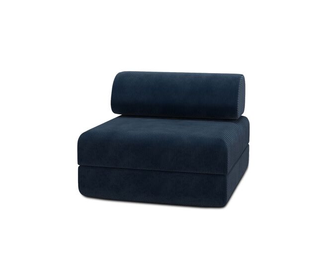 Sillón convertible de pana azul