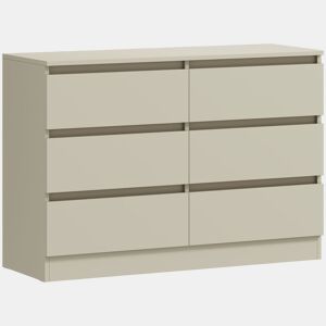HOMCOM Cómoda com 6 Gavetas, Design Moderno de Coluna Dupla, Armário de Arrumação para Quarto e Sala, 100 x 35 x 69 cm, Castanho Claro
