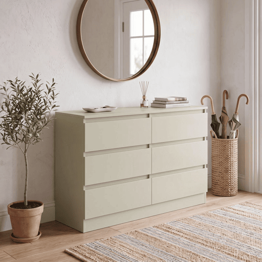 HOMCOM Cómoda com 6 Gavetas, Design Moderno de Coluna Dupla, Armário de Arrumação para Quarto e Sala, 100 x 35 x 69 cm, Castanho Claro HOMCOM Cómoda com 6 Gavetas, Design Moderno de Coluna Dupla, Armário de Arrumação para Quarto e Sala, 100 x 35 x 69 cm, Castanho Claro