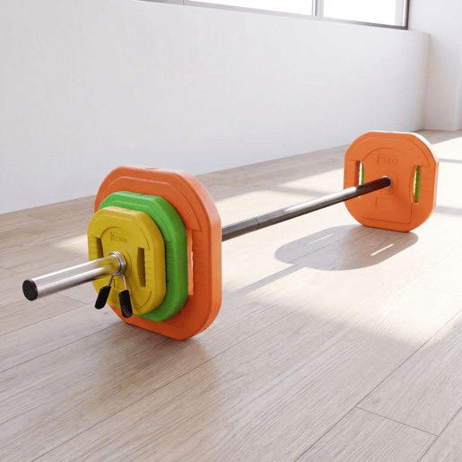 SPORTNOW Conjunto de Pesos 20 kg com 6 Discos, Barra Antiderrapante e Clips, para Treino em Casa SPORTNOW Conjunto de Pesos 20 kg com 6 Discos, Barra Antiderrapante e Clips, para Treino em Casa
