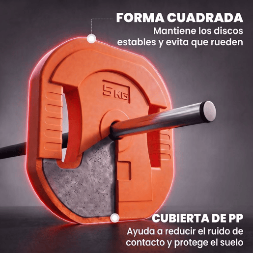 SPORTNOW Conjunto de Pesos 20 kg com 6 Discos, Barra Antiderrapante e Clips, para Treino em Casa SPORTNOW Conjunto de Pesos 20 kg com 6 Discos, Barra Antiderrapante e Clips, para Treino em Casa