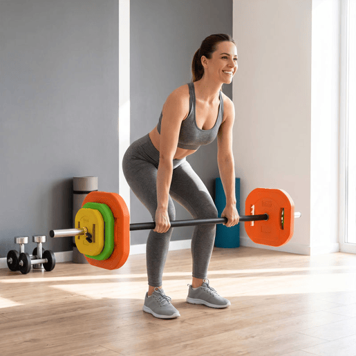 SPORTNOW Conjunto de Pesos 20 kg com 6 Discos, Barra Antiderrapante e Clips, para Treino em Casa SPORTNOW Conjunto de Pesos 20 kg com 6 Discos, Barra Antiderrapante e Clips, para Treino em Casa
