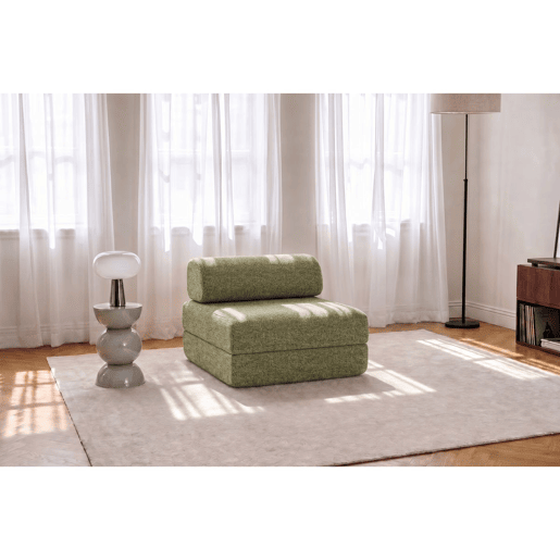 Poltrona conversível em tweed verde Poltrona conversível em tweed verde