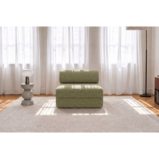 Poltrona conversível em tweed verde Poltrona conversível em tweed verde