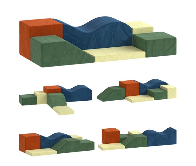 Aiyaplay juego de 6 bloques de espuma para niños, bloques de psicomotricidad infantil con base antideslizante, set de escalada suave interior para escalar y gatear, +1 años