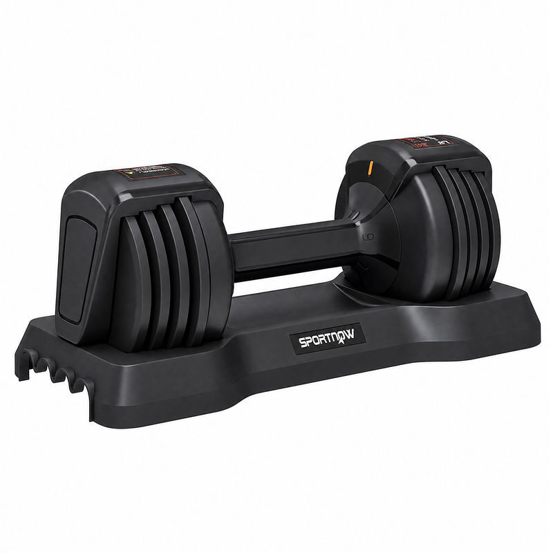 Sportnow mancuerna ajustable 11 kg con 5 niveles de peso, pesas y mancuernas, sistema de ajuste rápido, bloqueo de seguridad, agarre antideslizante y base, para entrenamiento en casa, gimnasio