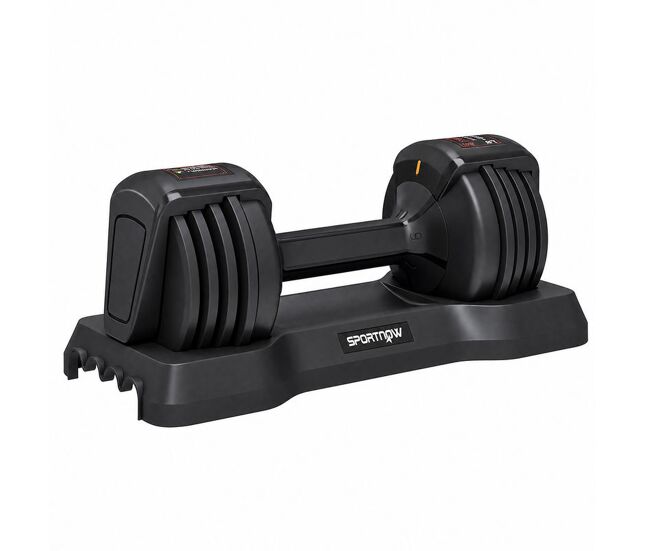 Sportnow mancuerna ajustable 11 kg con 5 niveles de peso, pesas y mancuernas, sistema de ajuste rápido, bloqueo de seguridad, agarre antideslizante y base, para entrenamiento en casa, gimnasio