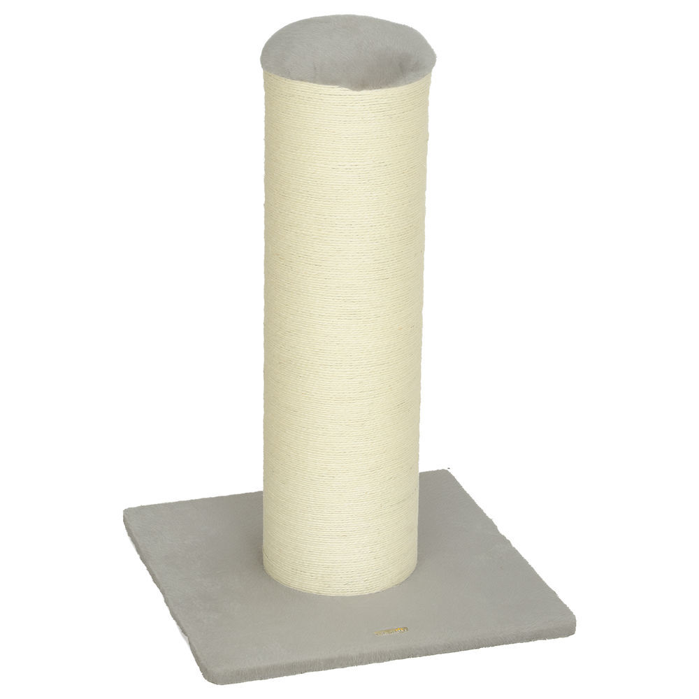 Pawhut poste rascador para gatos, altura 75,5 cm, rascador para gatos interior, base estable y cuerda de sisal natural, gris claro