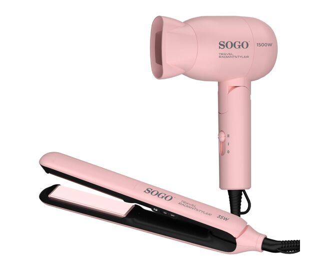 2 en 1 set de viaje plancha y secador de pelo - max 1500w