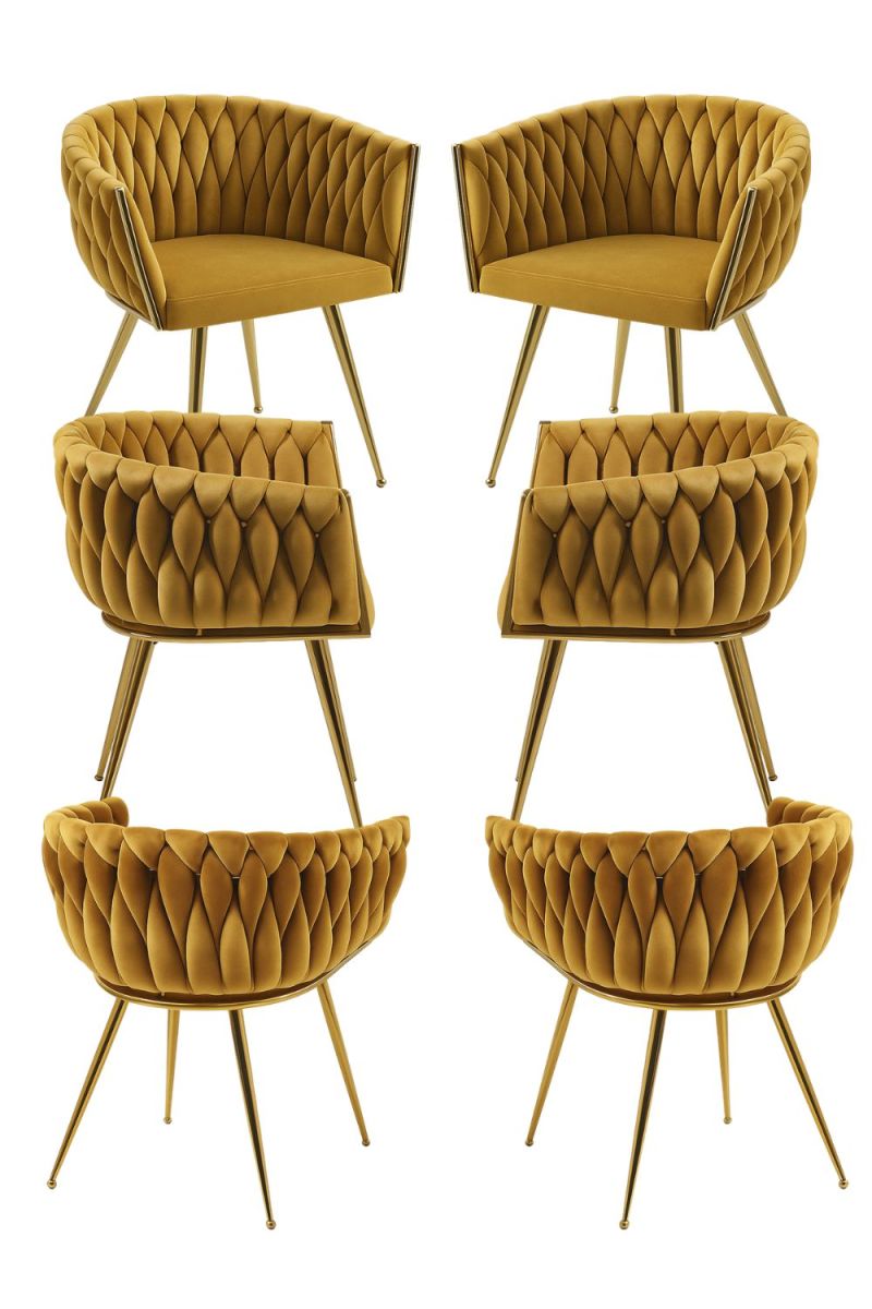Pack 6 sillas widny golden terciopelo - mostaza