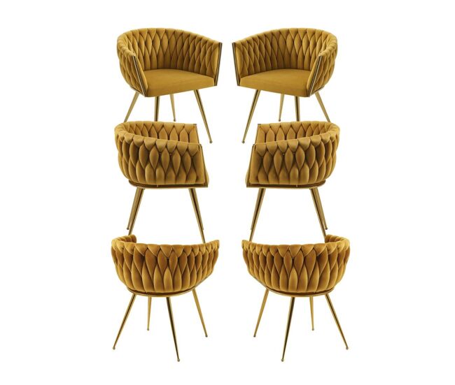Pack 6 sillas widny golden terciopelo - mostaza