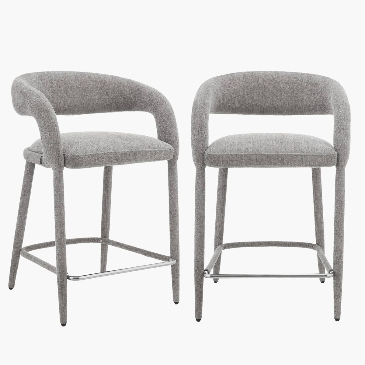 Taburete de bar contemporáneo de tela, set de 2 pardo - 56x56x86 cm