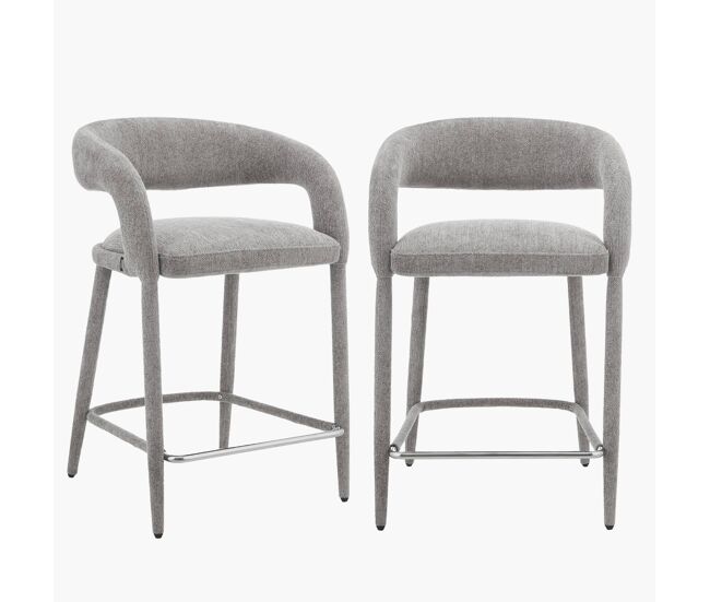 Taburete de bar contemporáneo de tela, set de 2 pardo - 56x56x86 cm