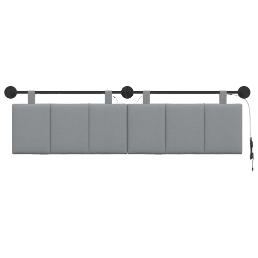 Cabeceira de cama suspensa Com luz LED Cinzento-claro Tecido Cabeceira de cama suspensa Com luz LED Cinzento-claro Tecido