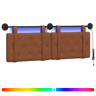 Cabeceira de cama suspensa Com luz LED Castanho PU Antigo
