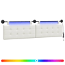 Cabeceira de cama suspensa Com luz LED Branco Couro Sintético