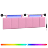 Cabeceira de cama suspensa Com luz LED Rosa Tecido