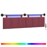 Cabeceira de cama suspensa Com luz LED Vinho Vermelho Tecido