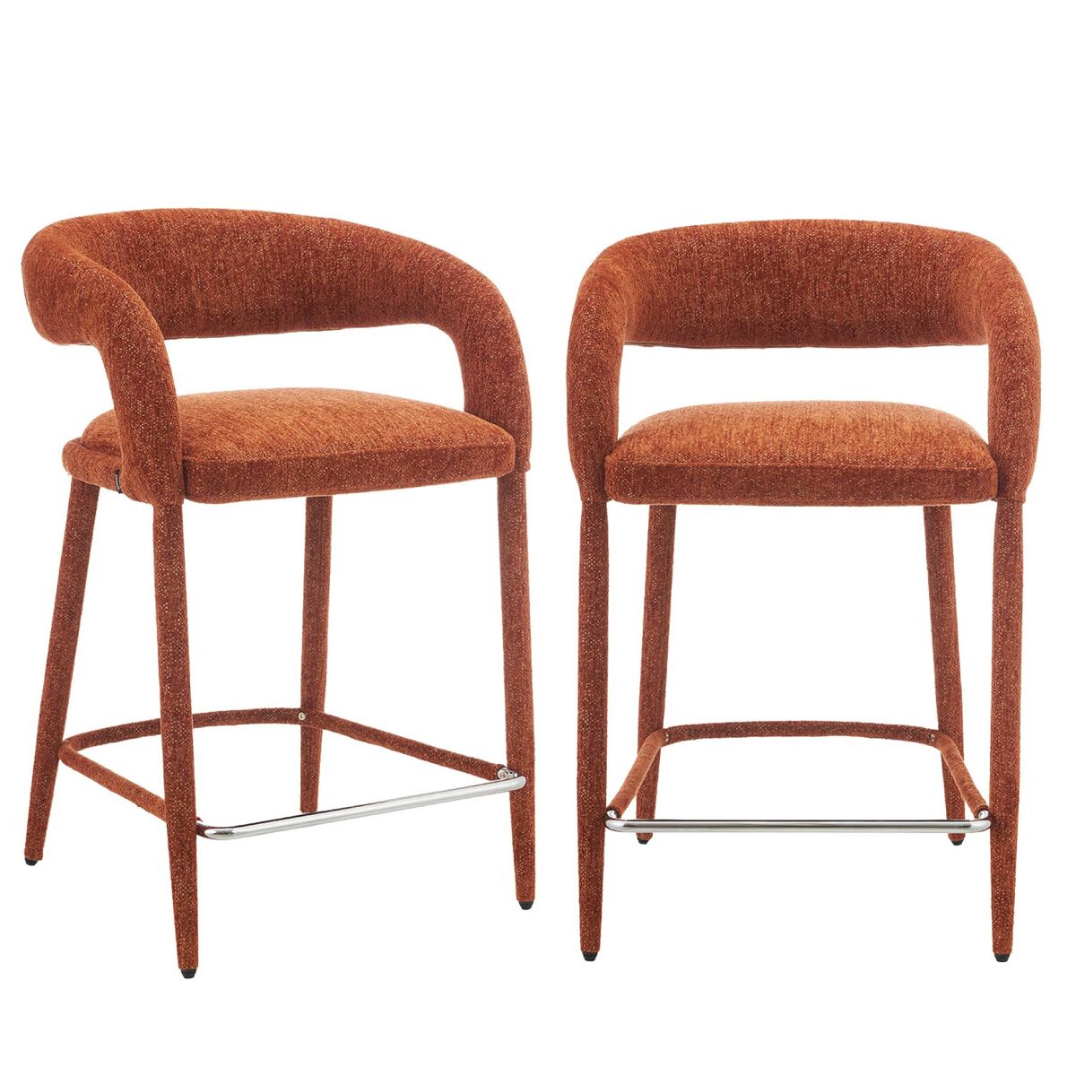 Taburete de bar contemporáneo de tela, set de 2 terracota - 56x56x86 cm