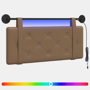 Cabeceira de cama suspensa Com luz LED Cappuccino Couro Sintético